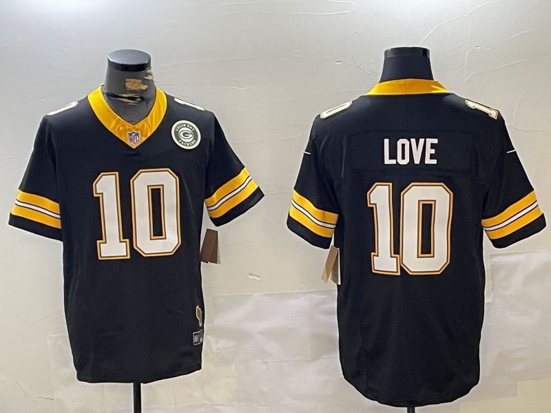 Men Green Bay Packers #10 Love Black 2024 Nike Limited NFL Jersey style 2->washington redskins->NFL Jersey